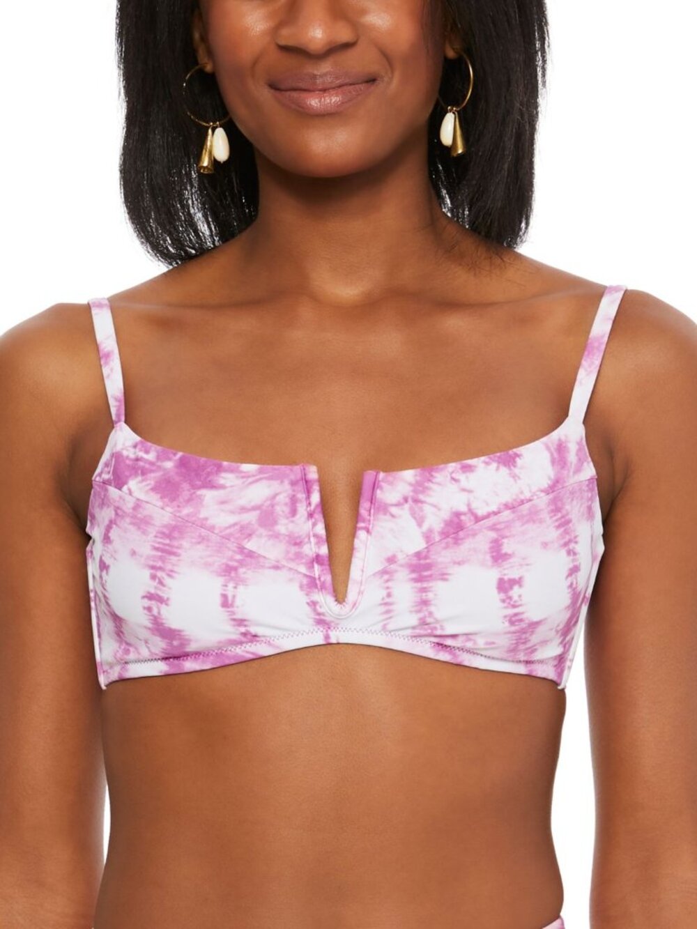 bar III Womens Summer Stripes V-Wire Bikini Top